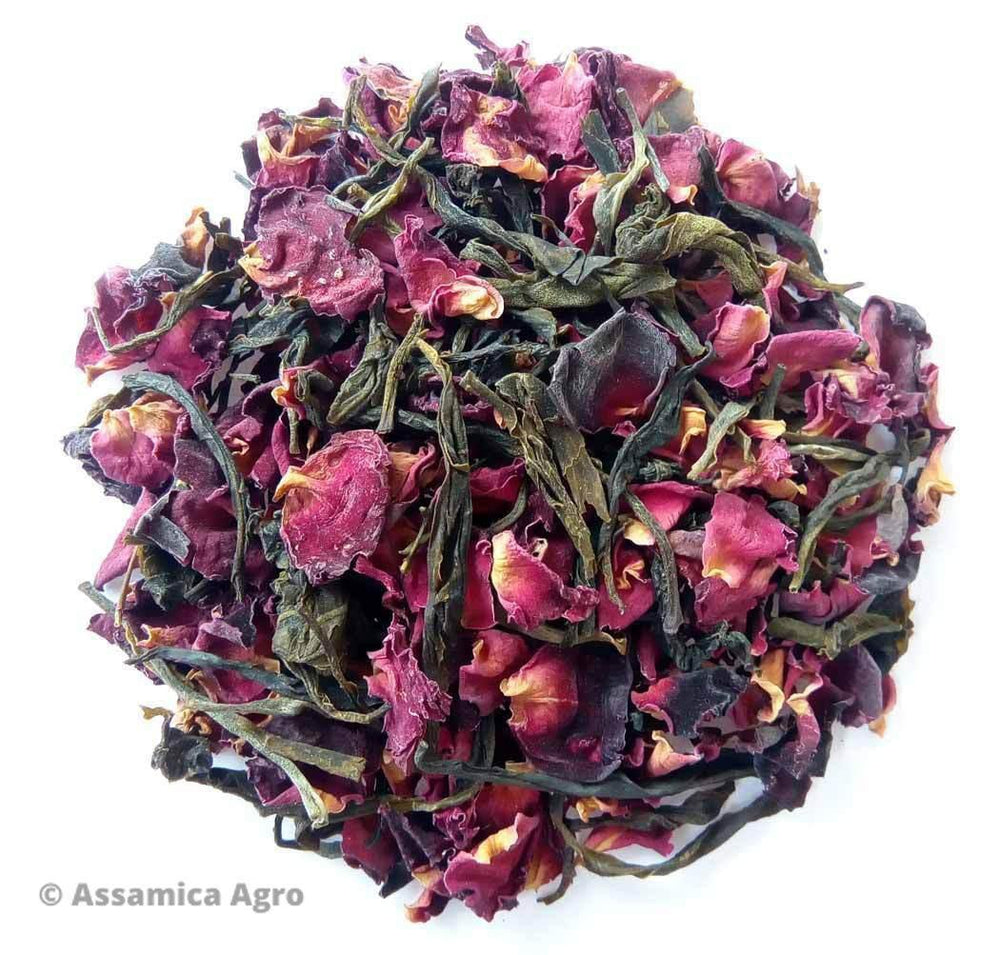 Organic Rose Green Tea: Rose Green Allure - Dry Leaves